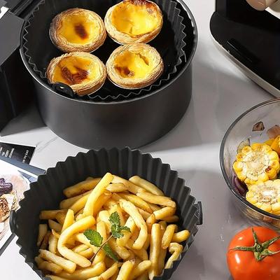 1pc-Round Silicone Air Fryer Baking Tray, Foldable High-temperature Resistant Silicone Oil Tray, Easy-to-clean Oven Pad