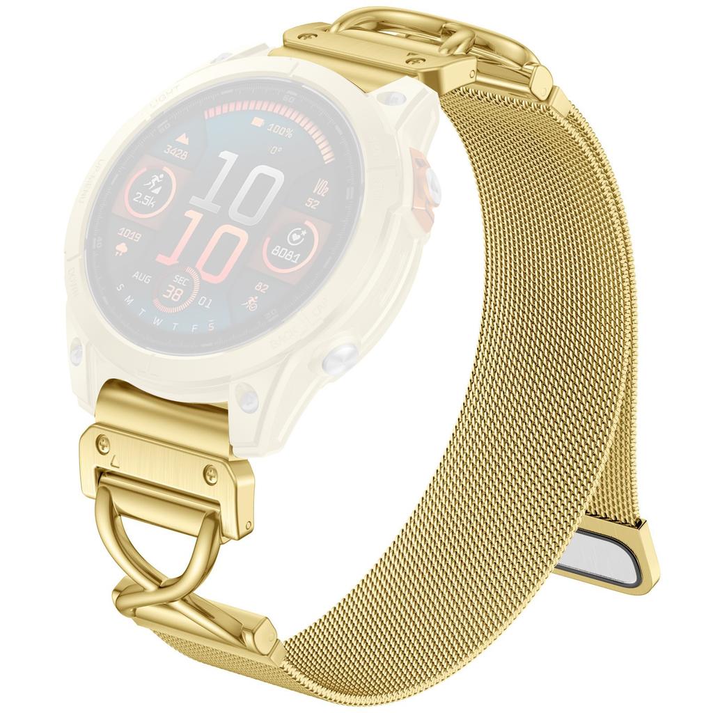 Mailänder Armband für Garmin Fenix 8 47mm/Fenix 7 Pro/Instinct 2 Galvanisierter Edelstahl Magnetisches Uhrenarmband mit X-förmigem Steg