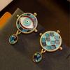 Vintage Sparkling Enamel Eye Earrings Personalized Versatile Scales