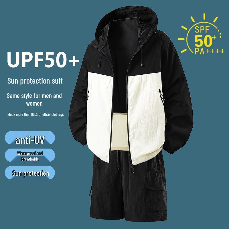 Couple's Outdoor Summer UV-Protection Hooded Ice Silk Sport Suit Set