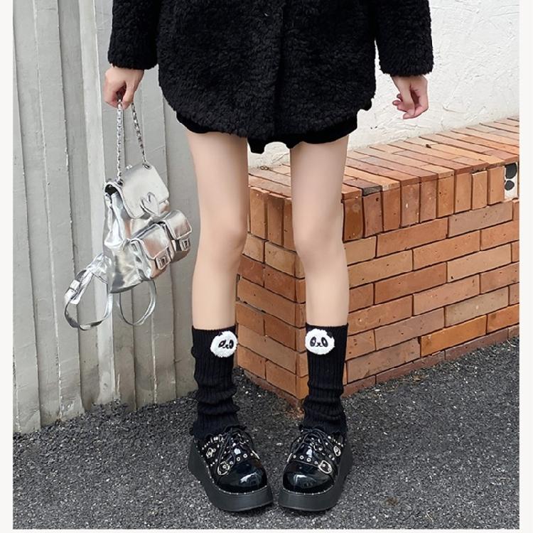 Women Girls Japanese Styles Knitted Leg Warmers Sweet Ruffled Trim Socks Cartoon 3D Plush Dolls Foot Cover Boot Cuffs