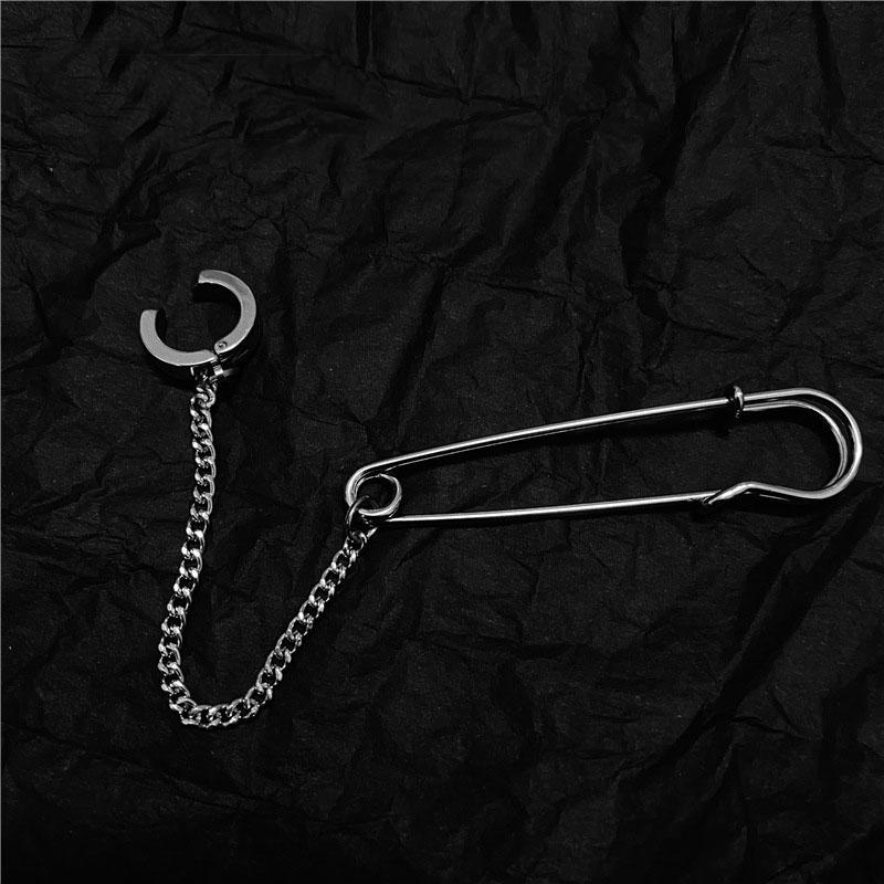 

1Pc Stainless Steel Punk Pin Chain Ear Clip Non Piercing Earrings for Men Women Cool Design Ear Hiphop Zircon Accessories