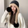 Outdoor Casual Big Hairball Hat Winter Velvet Cold-proof Warm Knitted Hat Fashion Wool Hat Women