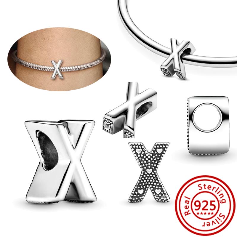 925 Sterlingová měď Čirý zirkon Třpytivé 26 písmen abecedy A-Z DIY Korálky na jméno Vhodné pro originální náramek s přívěsky Pantaro Zirkon