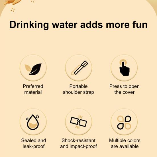 Airplane Shaped Water Bottle with Straw Strap 500ml Cartoon Kids Water Cup Leakproof Lid Silicone Nozzle Water Container for School Sports Travel