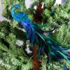 Christmas Tree Decortion Artificial Peafowl Ornaments Sculpture with Clip Bird Figurine Peacock Long Tail Realistic Crafts Decor