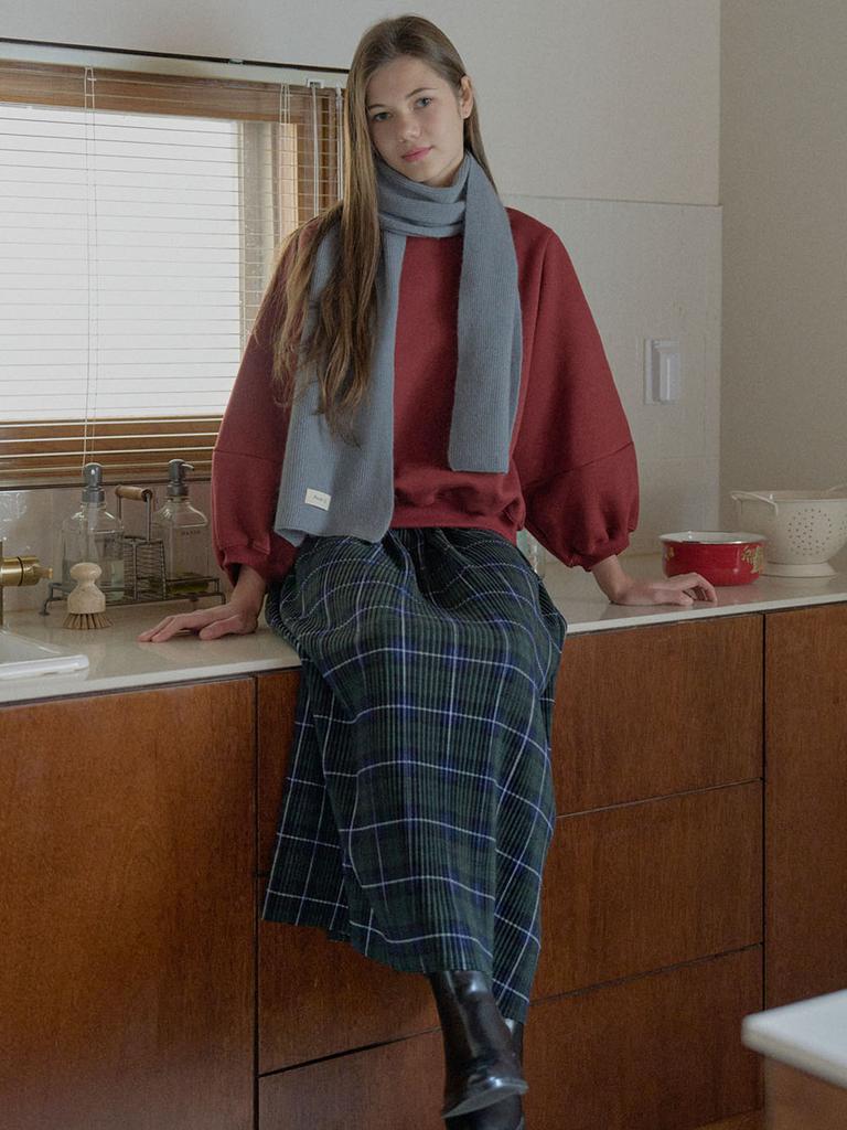 Avang Tartan Check Pleated Maxi Skirt - Green