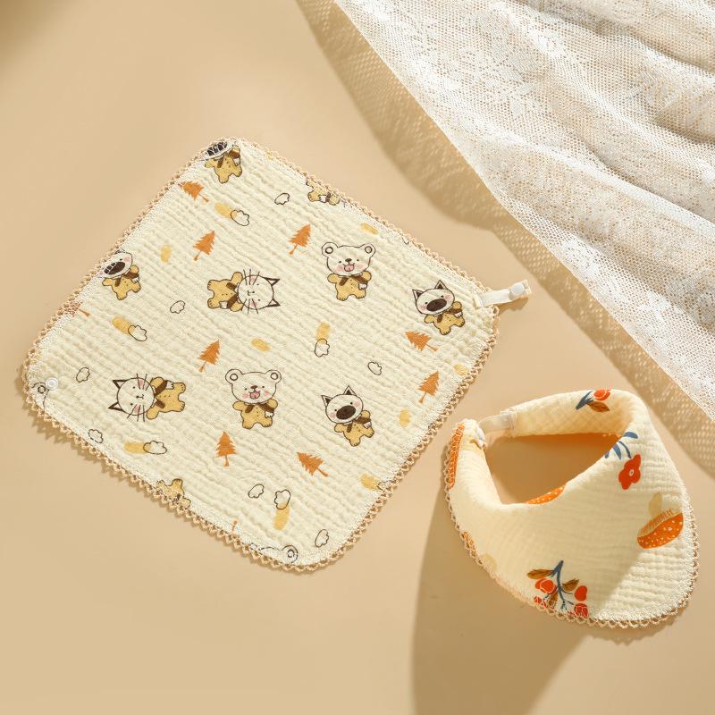 Baby Cotton Bib & Scarf Set - Infant Triangle Design