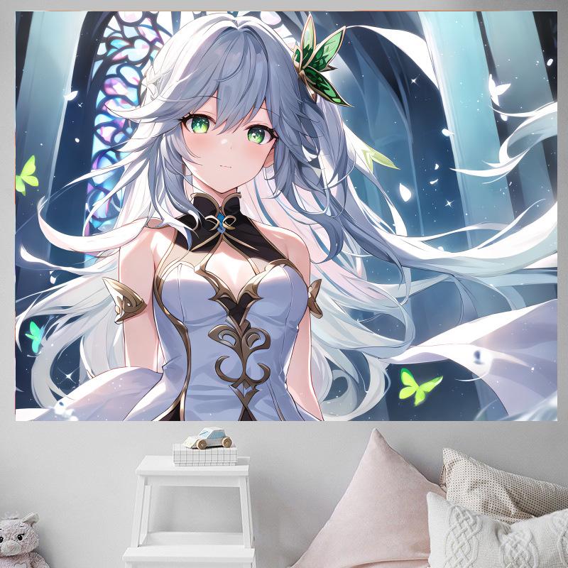 Cute Fantasy Anime Tapestry Kawaii Girl Wall Hanging Art for Bedroom Living Room Dorm Home Decor