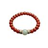 Unisex Red Agate & Hetian Jade Zodiac Bracelet, Prayer Beads, Retro Style