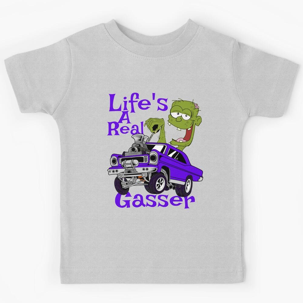 Hot Rod Gasser Cartoon Outlaw Drag Racing Blown Street Car Kids T-Shirt 160