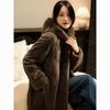 Autumn and Winter New Imitation Mink Fur Coat Women's Hooded Long Imitation European Mink Fur Coat Light