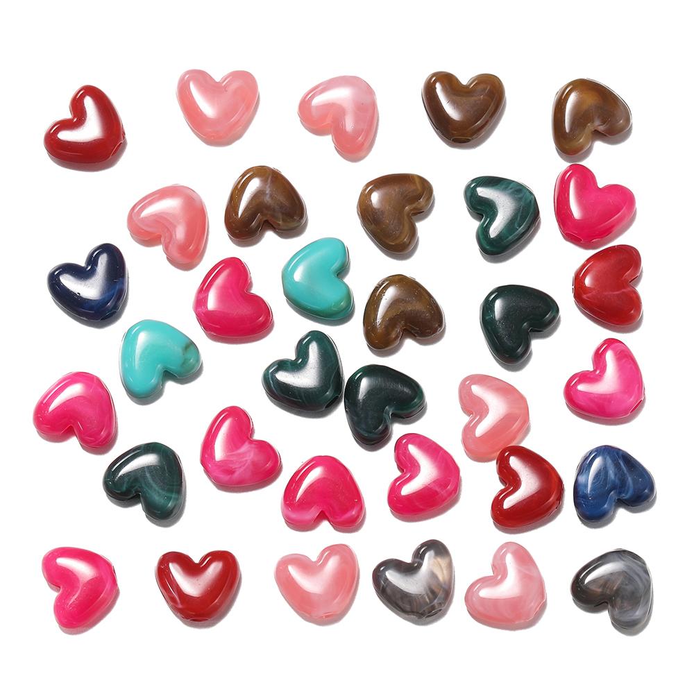 50pcs/Lot 8mm Acrylic Heart Bead Imitation Stone Loose Spacer Beads for DIY Bracelet Necklace Jewelry Making Accessories