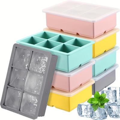 Lebensmittelechte Silikon-Eiswürfelform mit Deckel 4/6/8 Fächer Große quadratische Eisform für Zuhause Bar Küchenwerkzeug