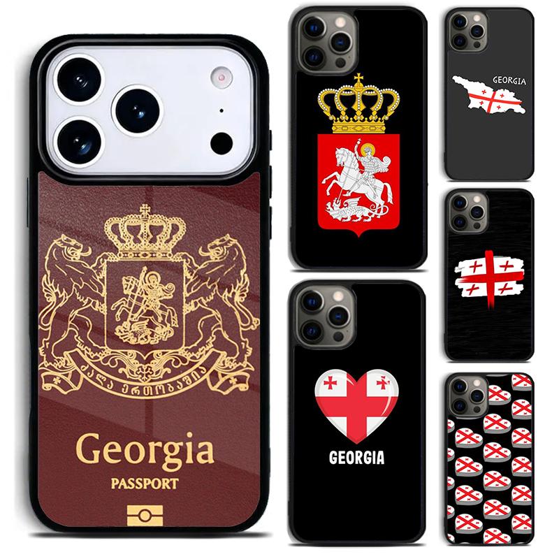 Georgia Flag Phone Case for iPhone 17 16 15 Pro Max Air 14 13 12 11 Plus Shockproof Cover