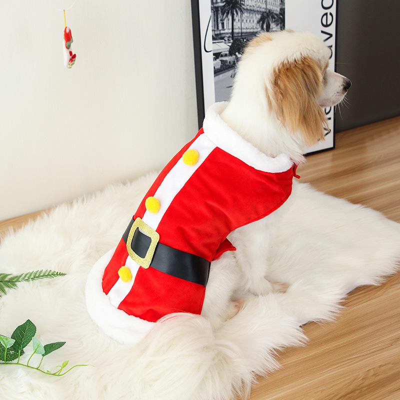 Santa Claus Cosplay Clothes Pet Clothes Hoodies Sweatshirts for Dog Cat Soft and Warm Shirts Christmas Gift Funny Costume