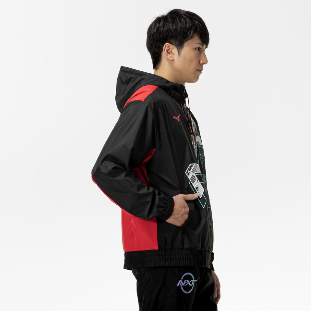 Mizuno Training Wear Windbreaker Black Jacket, Water-Repellent Jersey, 32JEC220,