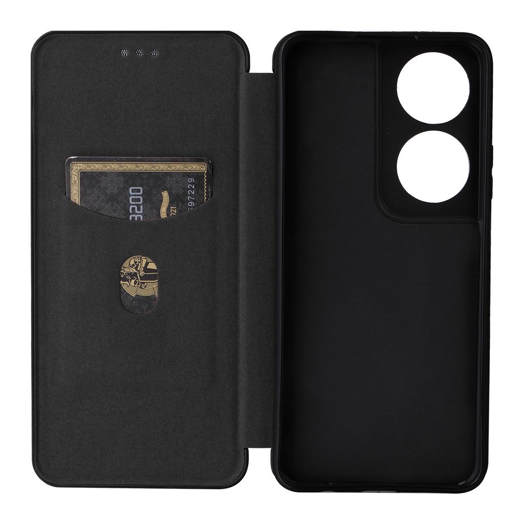 Carbon Fiber Texture Case for Honor X7b 4G/90 Smart Leather Phone Cover with Card Slot
