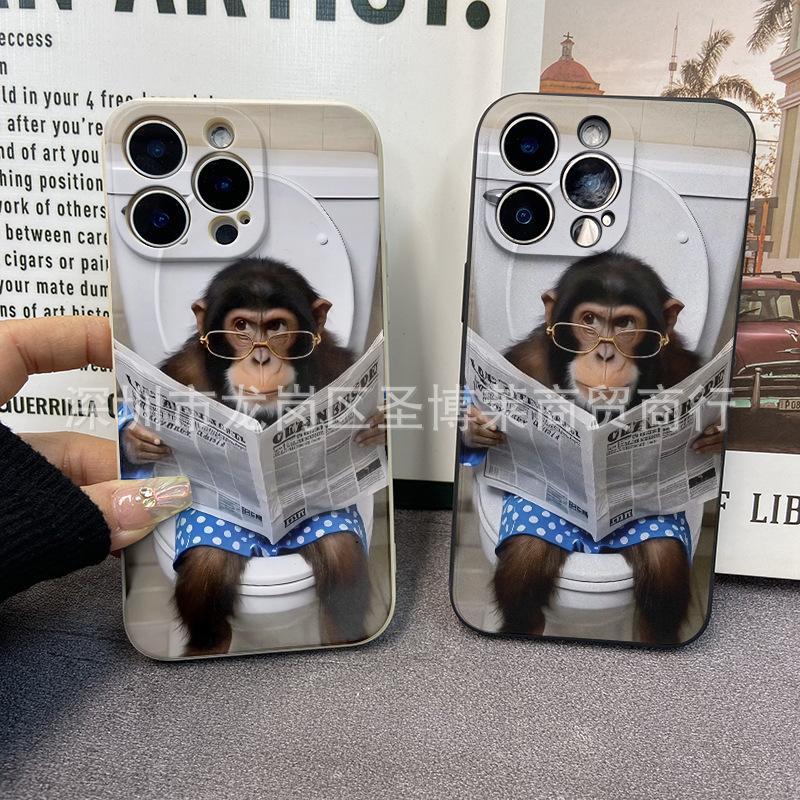 Reading Monkey for Apple 15 Mobile Phone Case Iphone12promax Set 14/13/11/XSMAX All-inclusive 16