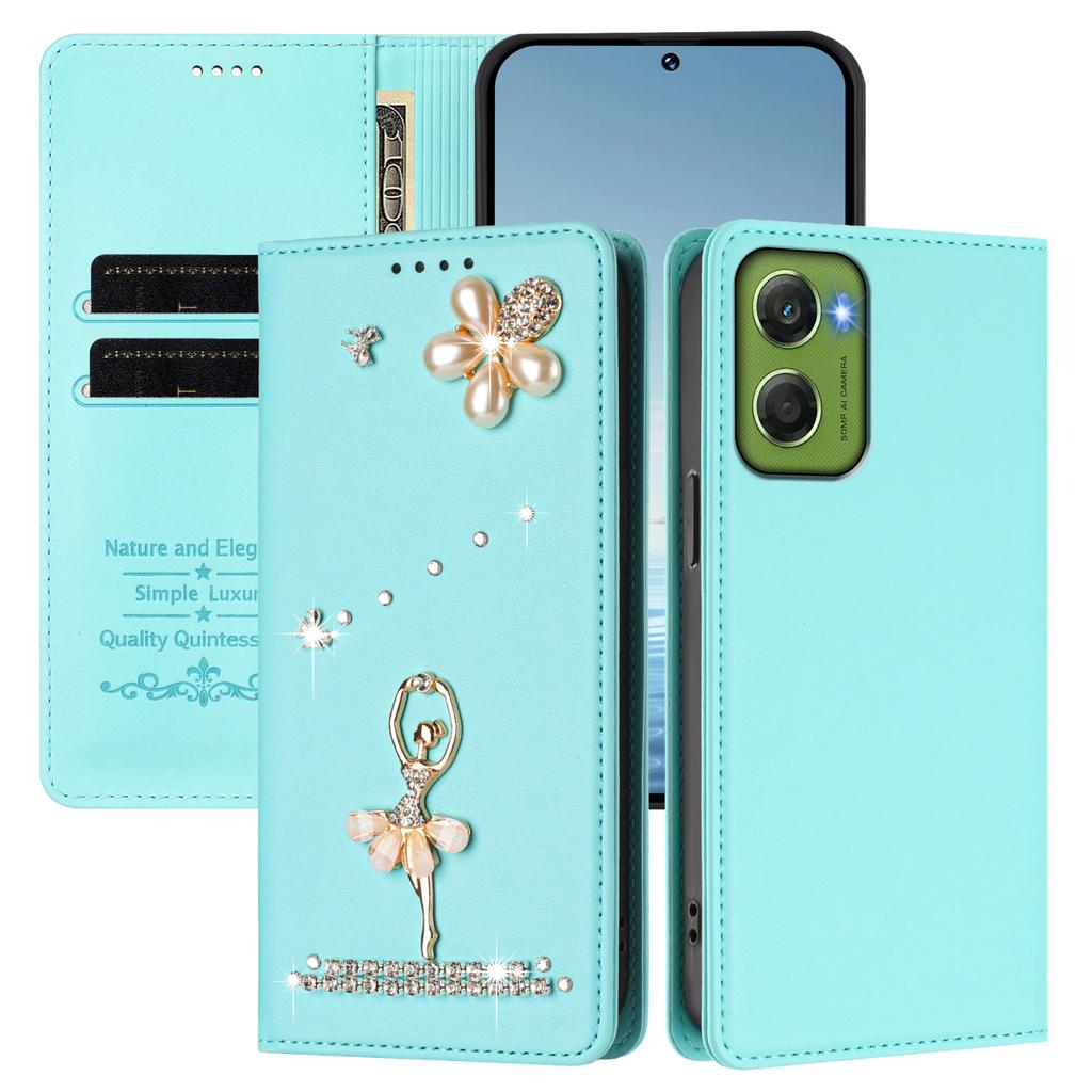 Diamantové Roztomilé Karty Peněženka na Zip Kožené Pouzdro na Telefon Pro Motorola G06 G75 G55 G35 Edge 60 Pro 60 Fusion Flip Pouzdro Kryt s Stojánkem