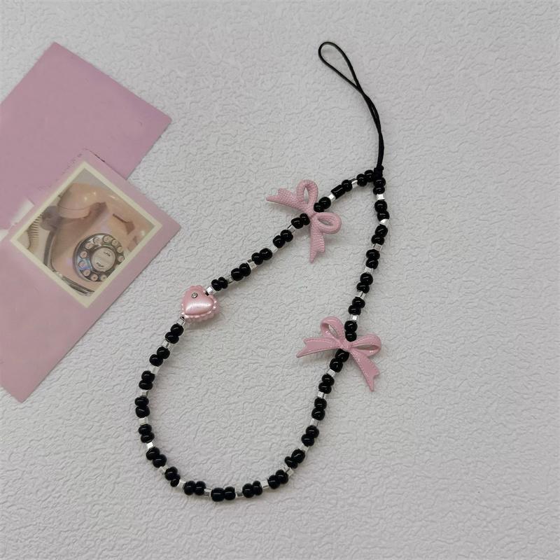 

Y2k Cute Bowknot Love Heart Phone Lanyard Simplicity Short Phone Strap Style Phone Earphones Camera Chain Lanyard Accessories