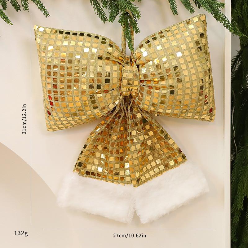 Mirror Glitter Bow Plush Pendant For Hotel Window Decor