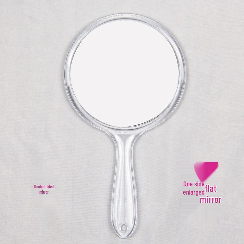 Large Portable Double-Sided Makeup Mirror with Handle - One Side Magnifying, Transparent & Travel-Friendly