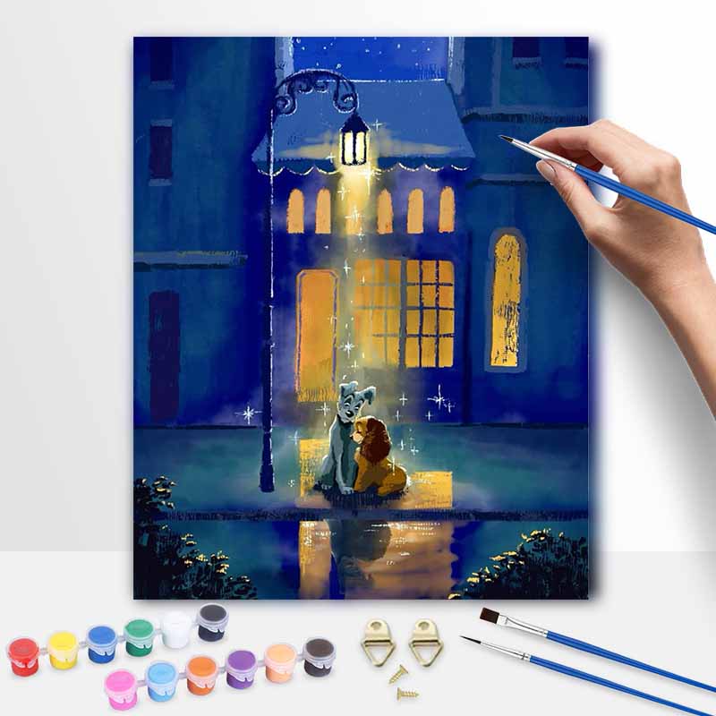 Disney Lady and the Tramp digital oil painting art kit DIY handmade home decoration gift 20x30cm