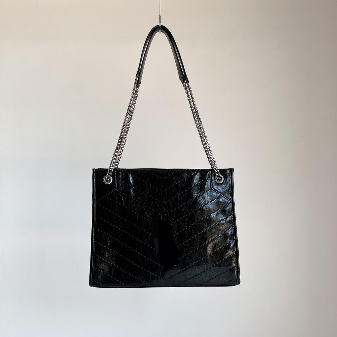 

Korean Niche Women s High-Sense Oil Wax Leather Shoulder Handbag 33*10*27CM