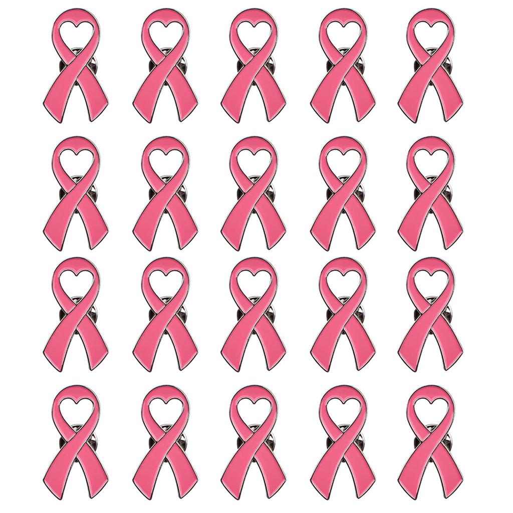 20Pieces Ribbon Brooches Pin Breast Cancers Awareness Lapel Badges Women Jewelry