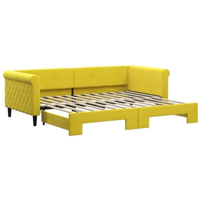 VidaXL Daybed with Trundle Bed Yellow 90x200 Cm Velvet 3197776