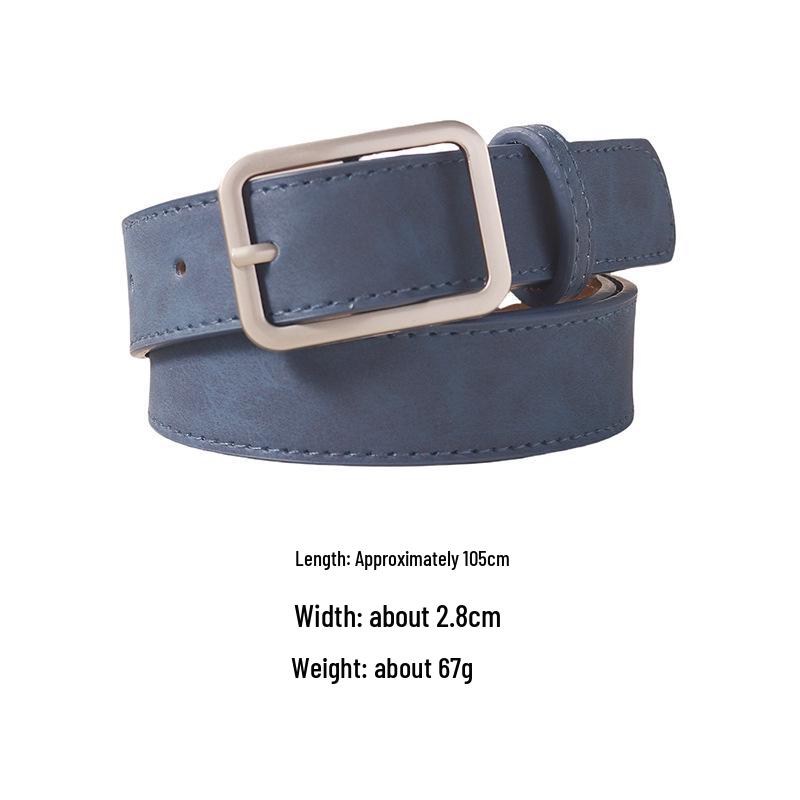 Korean Style Versatile Square Buckle Faux Leather Waist Belt тёмно-синий
