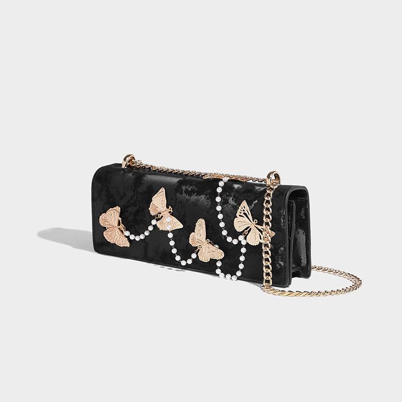 

Niche Design Butterfly Bag 2024 New Fashion Versatile Underarm Bag High-End Sweet Cool Spicy Girl Single Shoulder Chain Bag чорний