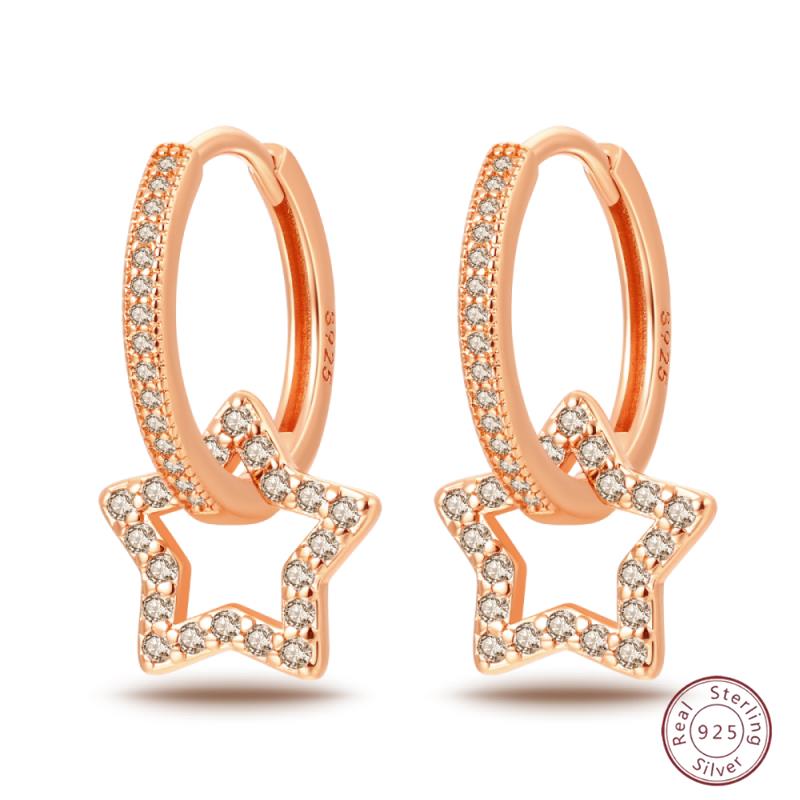 925 Ayar Burgu Halka Küpeler Minimalist Altın Yuvarlak Moda Zirkon Tokalı Düğün Takısı Kadınlar İçin Hediye