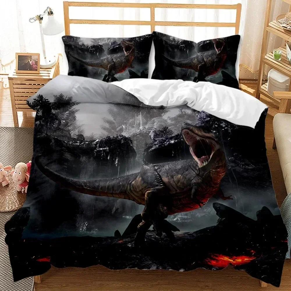 3D Dinosaur Bedding Sets J-Jurassic World Battle Duvet Cover Set Unique Dinosaur Quilt Cover Set For Kids Single Size Polyester
