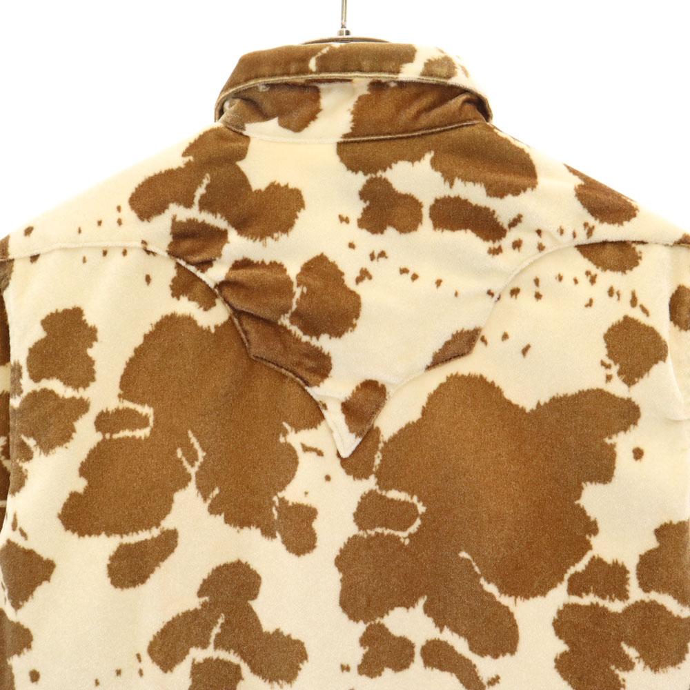 RockMount 70s Made In USA Vintage Cow Print Overall Handle Long Sleeve Western Shirt Men's Used