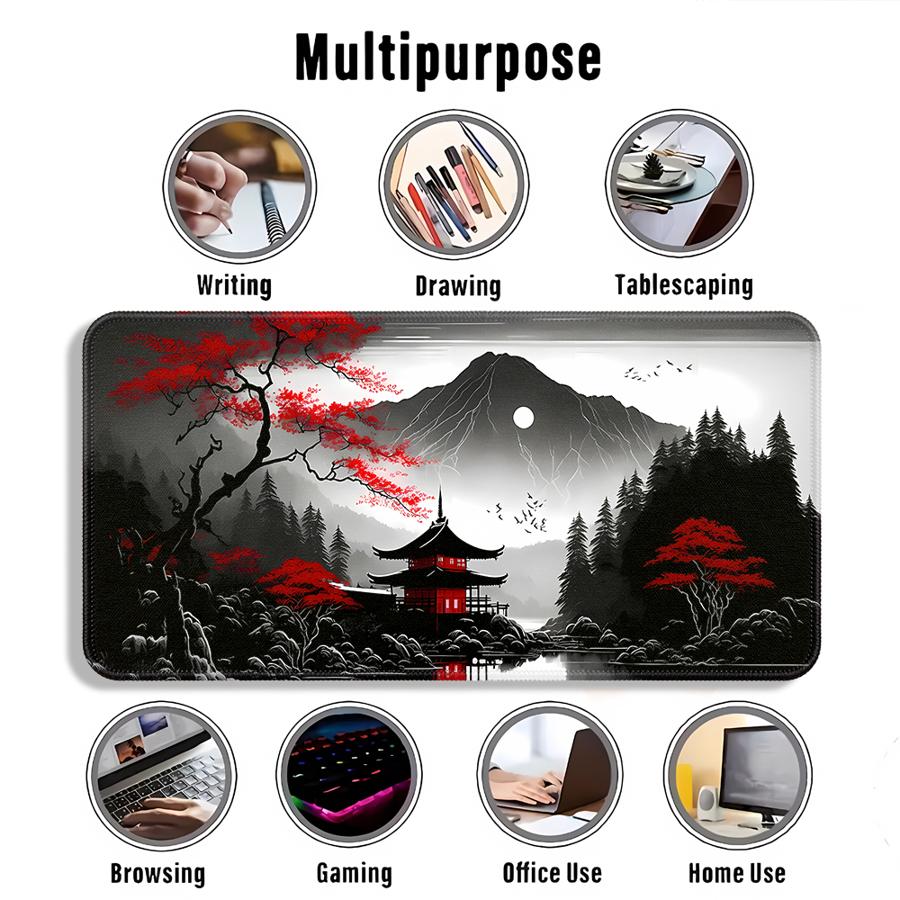 overlock Mouse Pad Keyboard Mouse Pad office Pad Computer Laptop Pad Desk accessories Game Console Pad Cherry Blossom Scenery