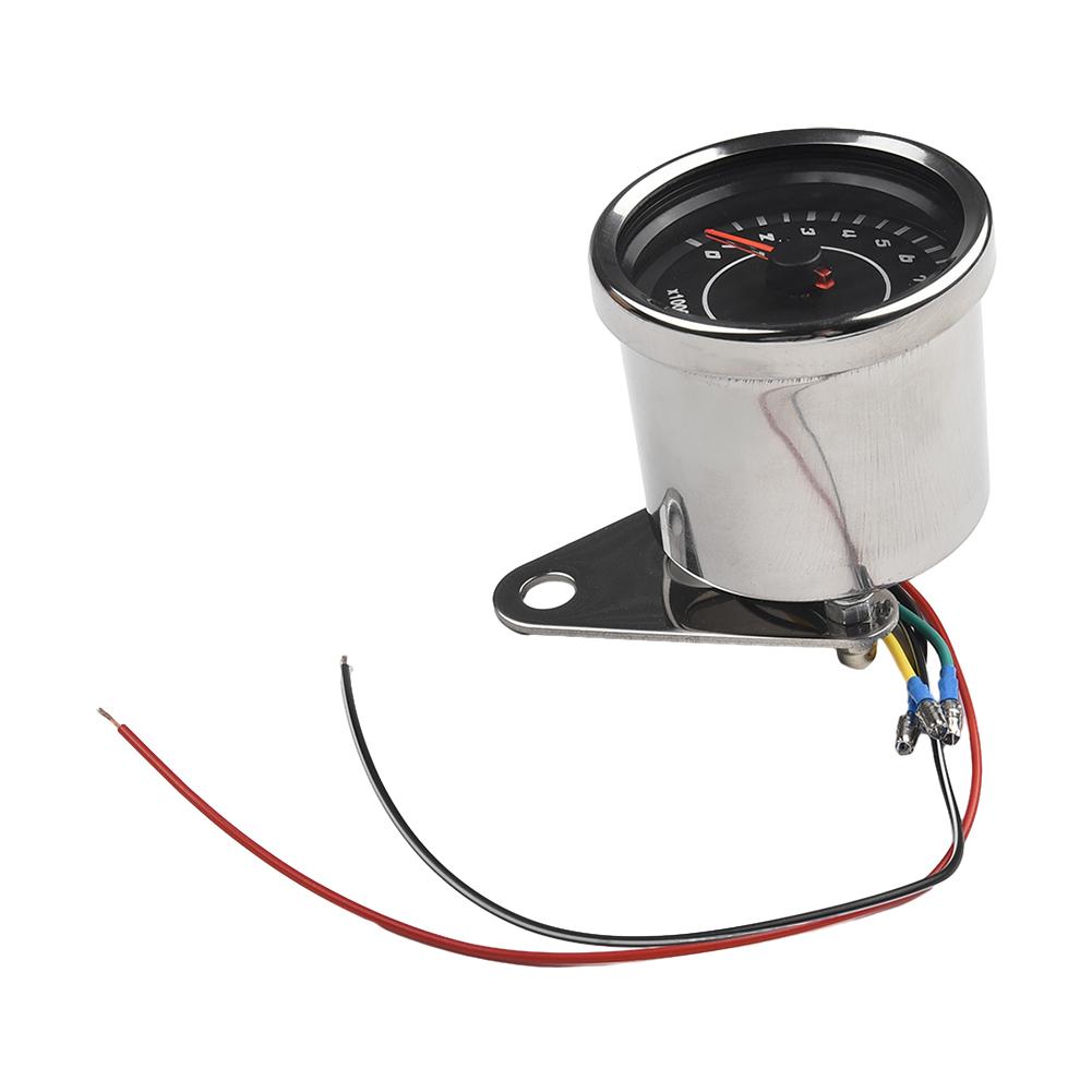 Motorcycle Tachometer Universal 6.5cm Diameter DC 12V Stainless Steel Applicable To All Motorcycles LED Backlight