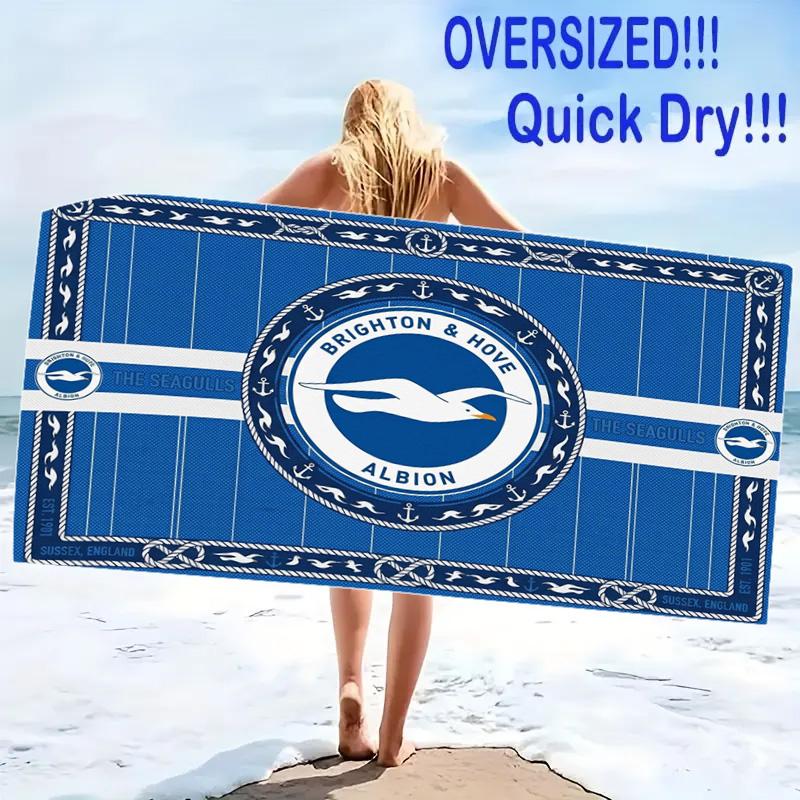 Brighton & Hove Albion Print Beach Towel, Large Soft Quick Dry Towel for Beach Camping Swimming