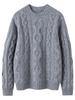 Women's Round Neck Cable Knit Cashmere Sweater - 2026 Autumn/Winter, Gentle Style, Solid Color, Thick and Warm Base Layer.