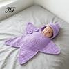 Seestern Schlafsack für Neugeborene Baby Schlafsack, Gestrickter Schlafsack mit Kapuze, Weiches Baumwollgarn Baby Wickeltuch Gemütliche Sternförmige Tragbare Decke, Neugeborene