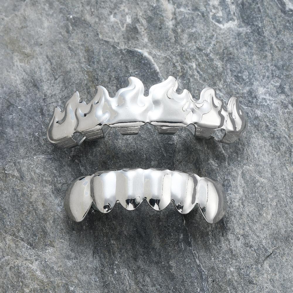 G004 Fire Grillz Brass Flame Gold Tungsten Braces for Hot Sale HIPHOP Hip Hop Jewelry Personalized New Version