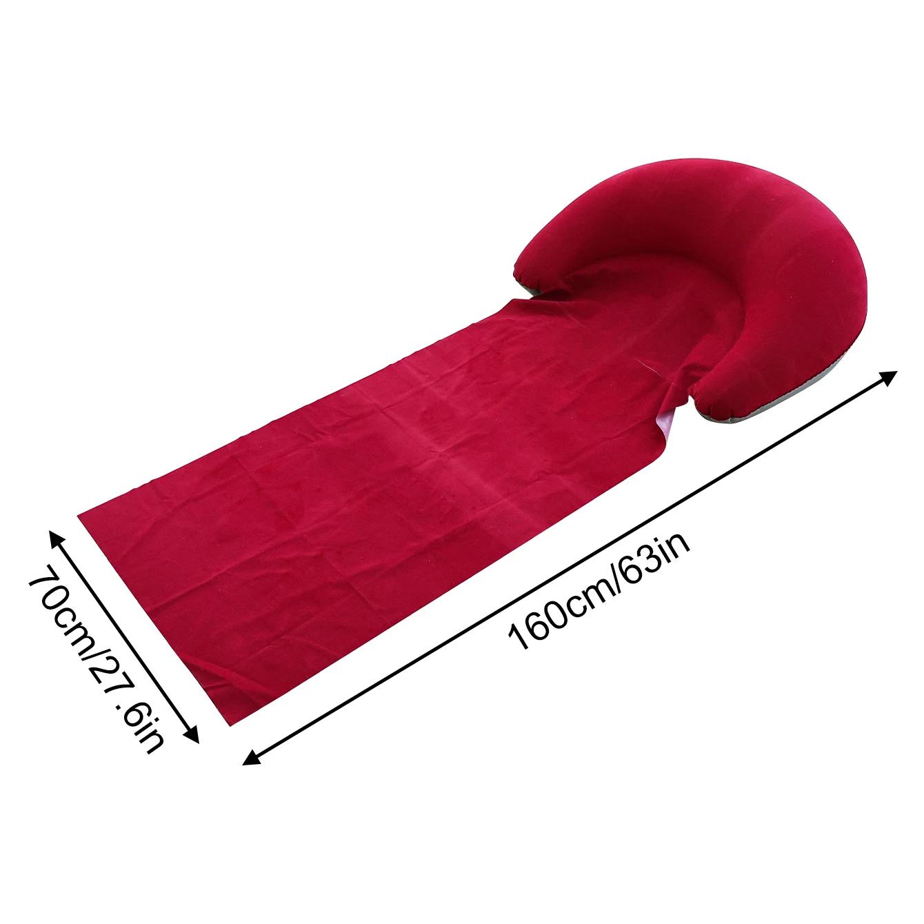 

Flocked PVC Inflatable Beach Mat 63 Waterproof Poolside Lounger With Pillow Sunbathing Compact Travel Sleeping Pad For Adults красный