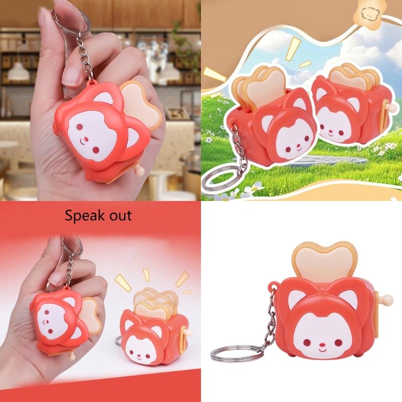 Compact Noiseless Bread Toaster Keychain Lightweight Simulation Design Hanging Ornament Plastic Daily Carry