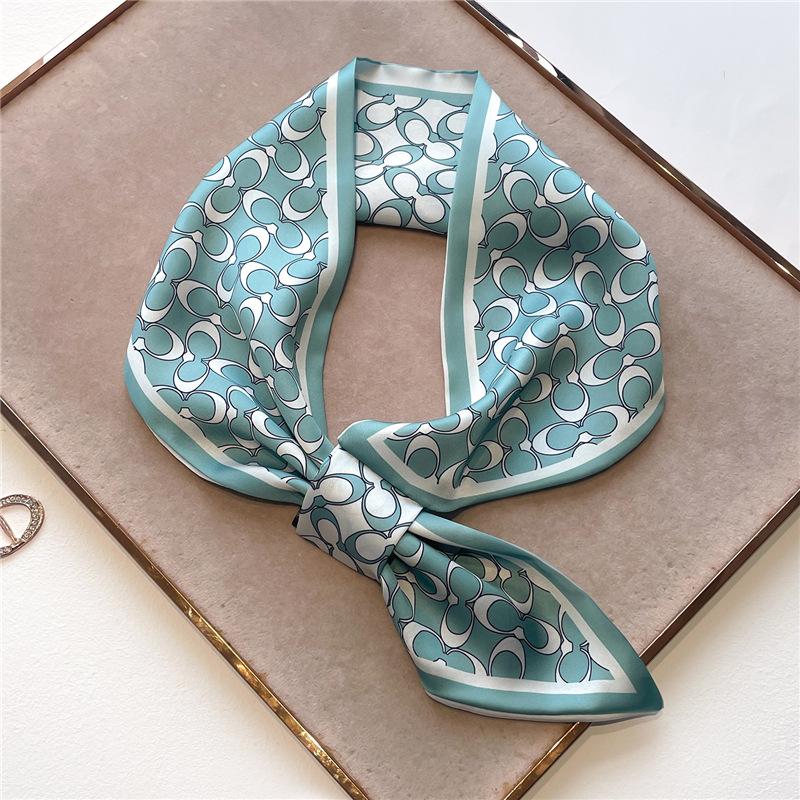 Fashion Silk Scarf Diagonal Long Silk Scarf Spring and Summer New Imitation Silk Stripe with Shirt Scarf Women's Scarf