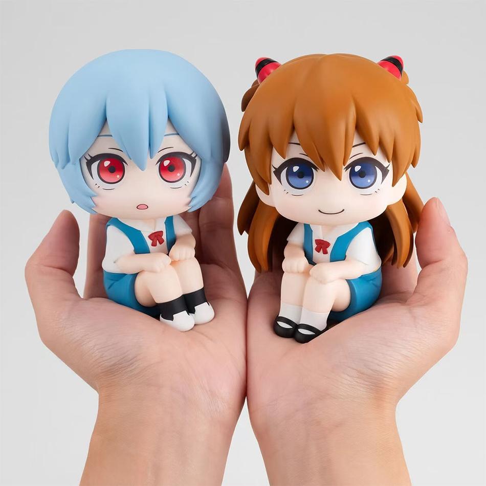 10 cm PVC Anime Evangelion Actionfigur - Ayanami Rei & Asuka Langley Doppelpack Sitzendes Modell Puppe Ornament