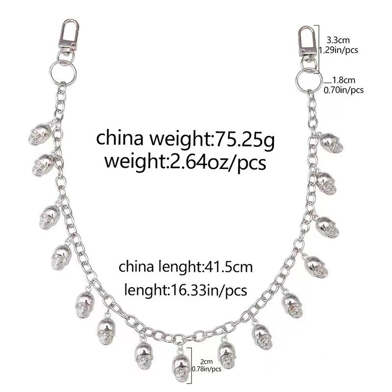 Trendy Blue Cracked Stone Bead Hip Hop Punk Style Keychains For Men Y2K Pants Chain Accesories
