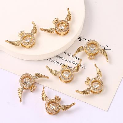 Copper Inlaid Zircon Wing Crown, Angel Wings Diy Jewelry Accessories Necklace Bracelet Pendant Accessories