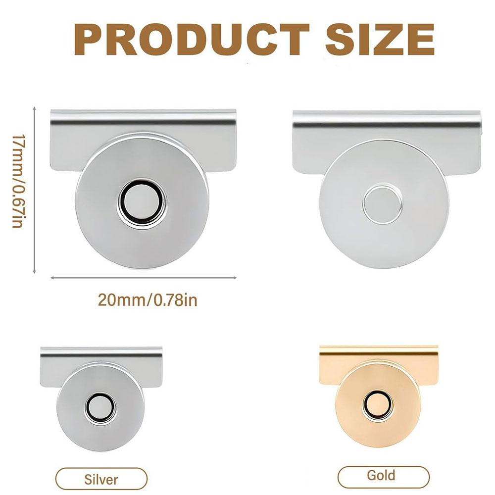 10Pair Snap Buttons Metal Seamless Magnetic Buckle Clasp For Tote Bags, Clothing