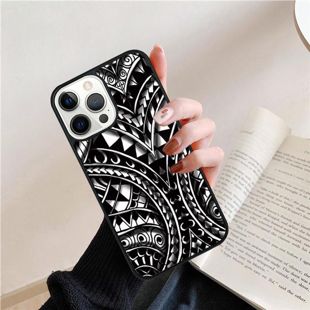 Polynesian  Maori Tribal Samoan Pattern Tattoo Phone Case Cover For iPhone 17 Air 15 16 14 13 12 Pro Max 11 Pro Max Plus